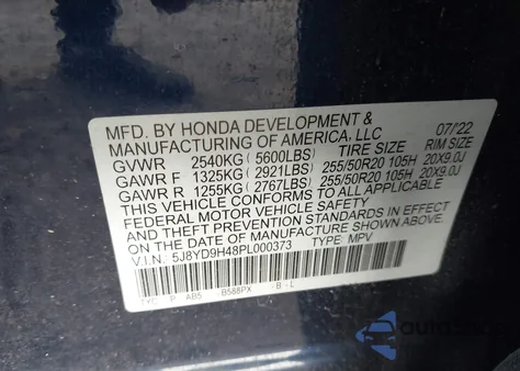 2023 Acura Mdx Technology Package z USA, uszkodzony, nr VIN 5J8YD9H48PL000373